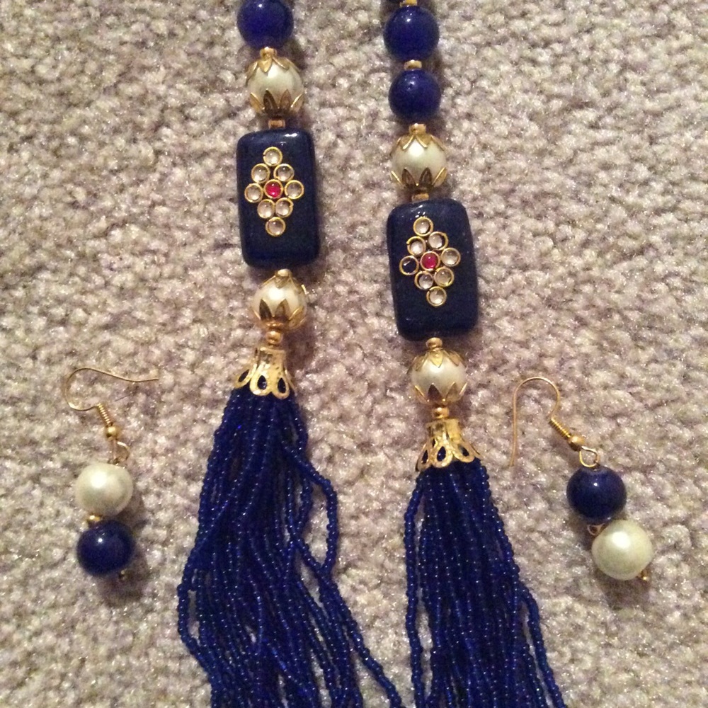 Blue beads Necklace & Earring set -